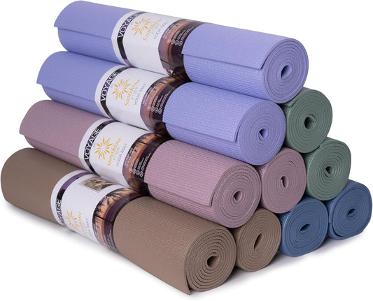Sunshine Yoga Voyage Yoga Mat, 10 Pack, 72" x 24" Professional Studio and Gym Bulk Yoga Mats, 5mm Thick, Durable, Anti-Tear, Non Slip Fitness and Exercise Mats