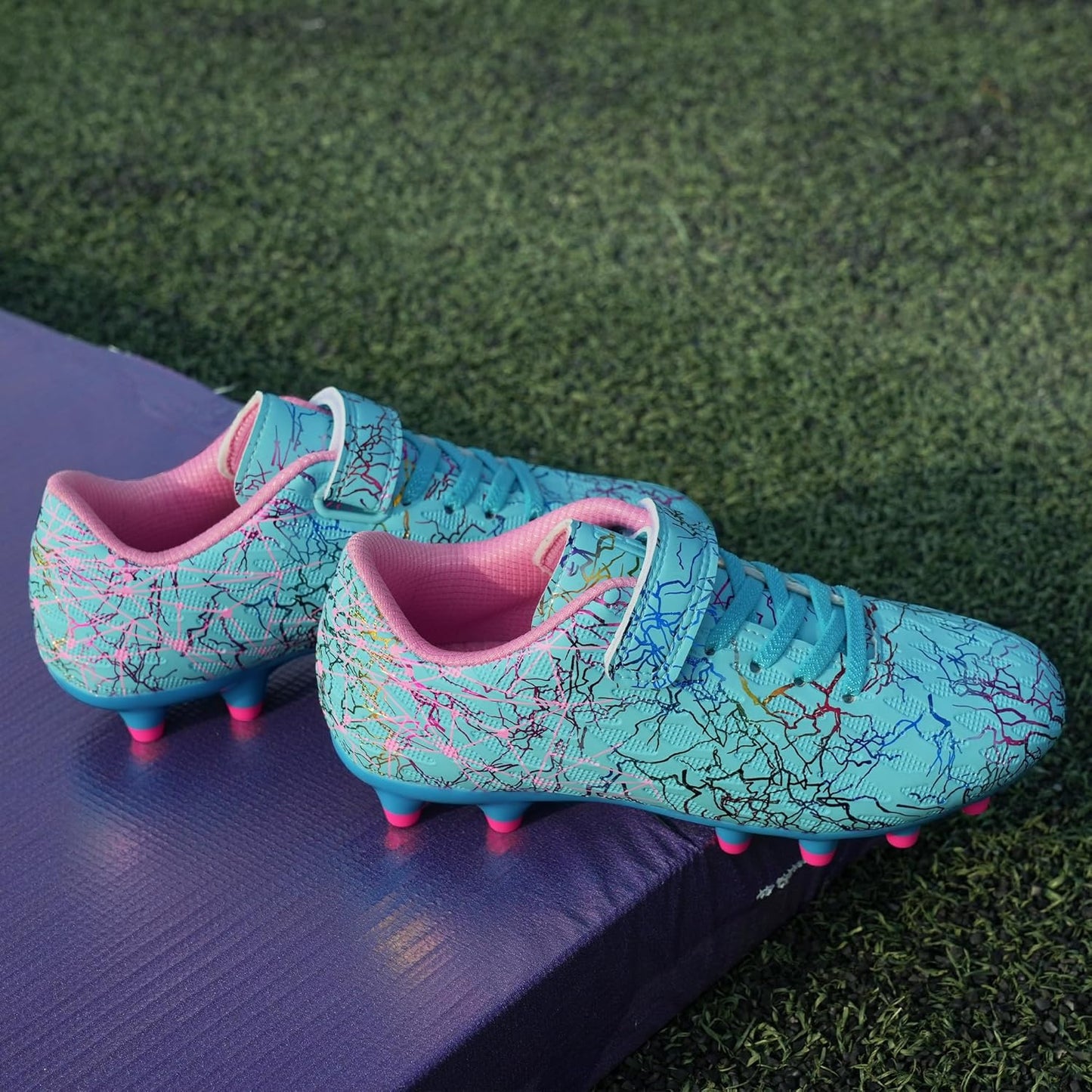 brooman Kids Firm Ground Soccer Cleats Boys Girls Football Cleats with Soccer Socks