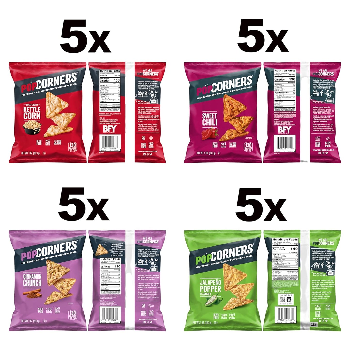 PopCorners Popped Corn Snacks, Sweet Heat Variety Pack, Gluten Free, 1 Oz (Pack of 20)