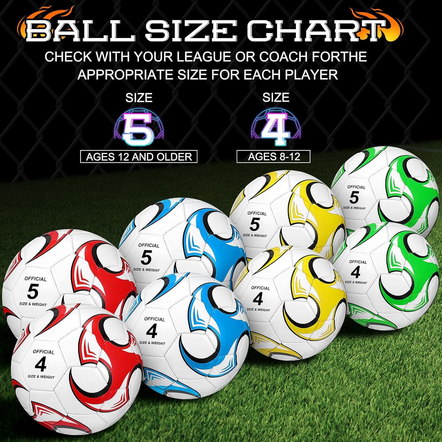 Lenwen 12 Pcs Soccer Balls with Pump Bulk Official Size 5 4 3 Kids Teen Adult Indoor Outdoor Sports Soccer Ball Toddler Youth Gift for Training Game Practice Christmas Operation