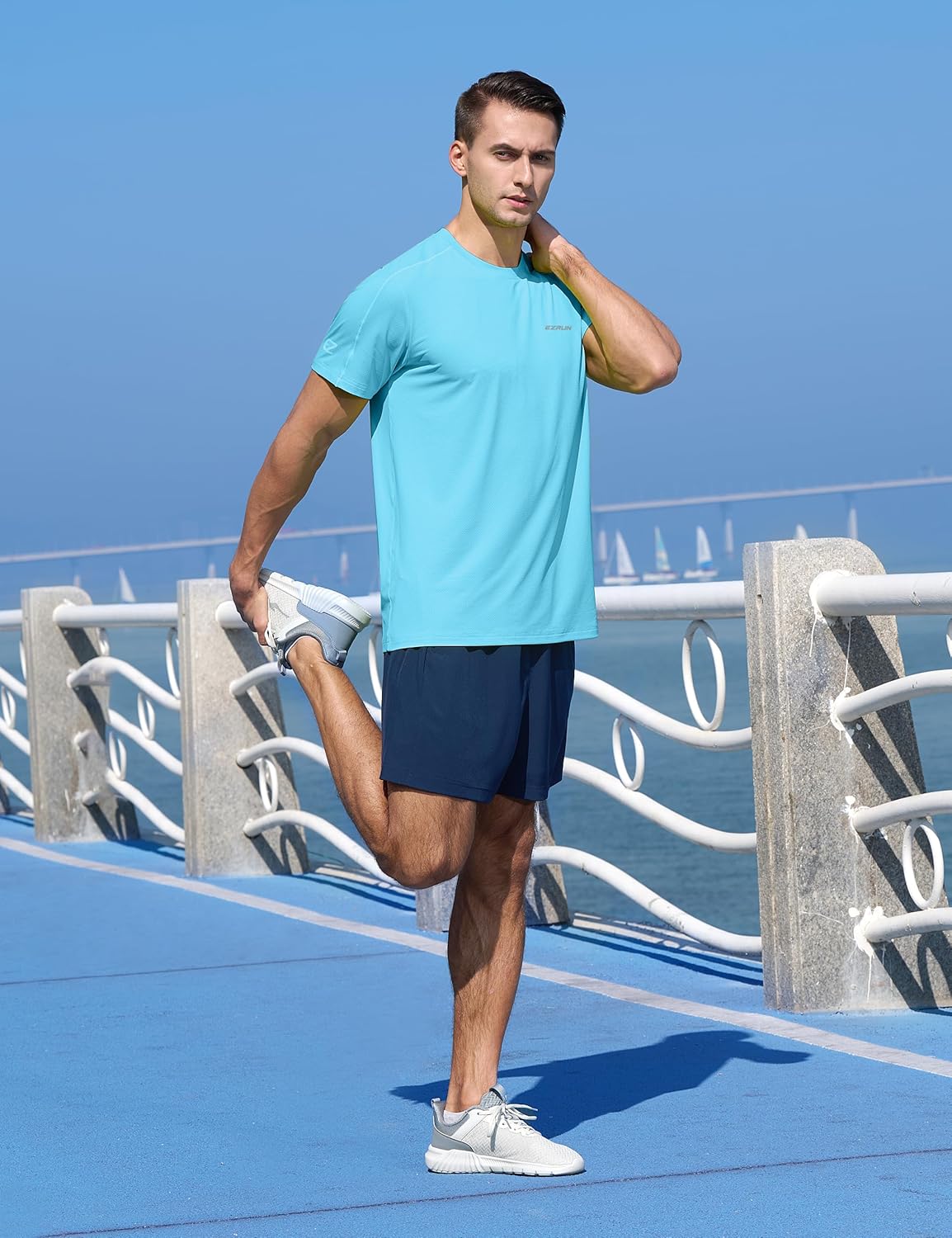 EZRUN Men's Lightweight Short Sleeve T-Shirt Quick Dry Workout Running Athletic Swim Shirts Fishing Rash Guard