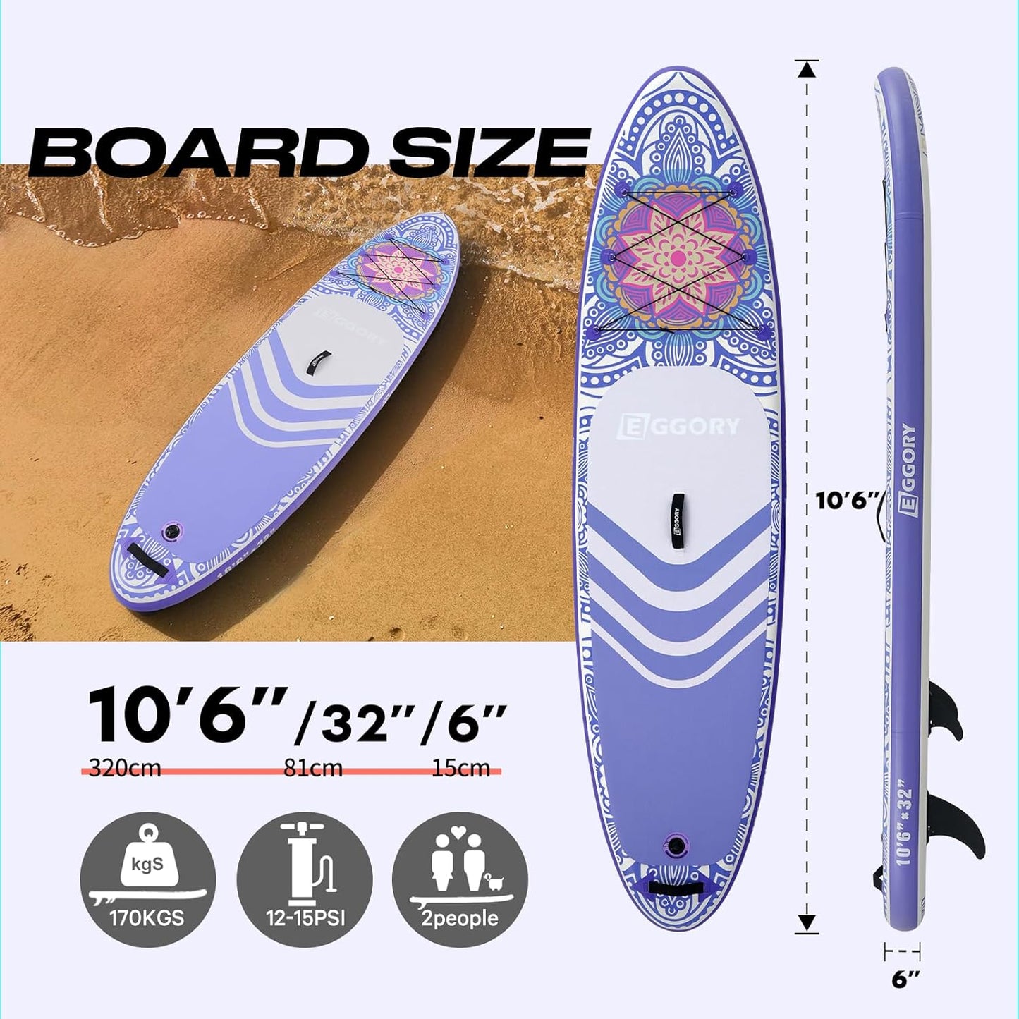 Inflatable Paddle Board,Stand Up Paddle Board Set, Extra Wide SUP Board with Removable Fin, Floating Paddle, Hand Pump, Waterproof Phone Pouch,Traveling Board