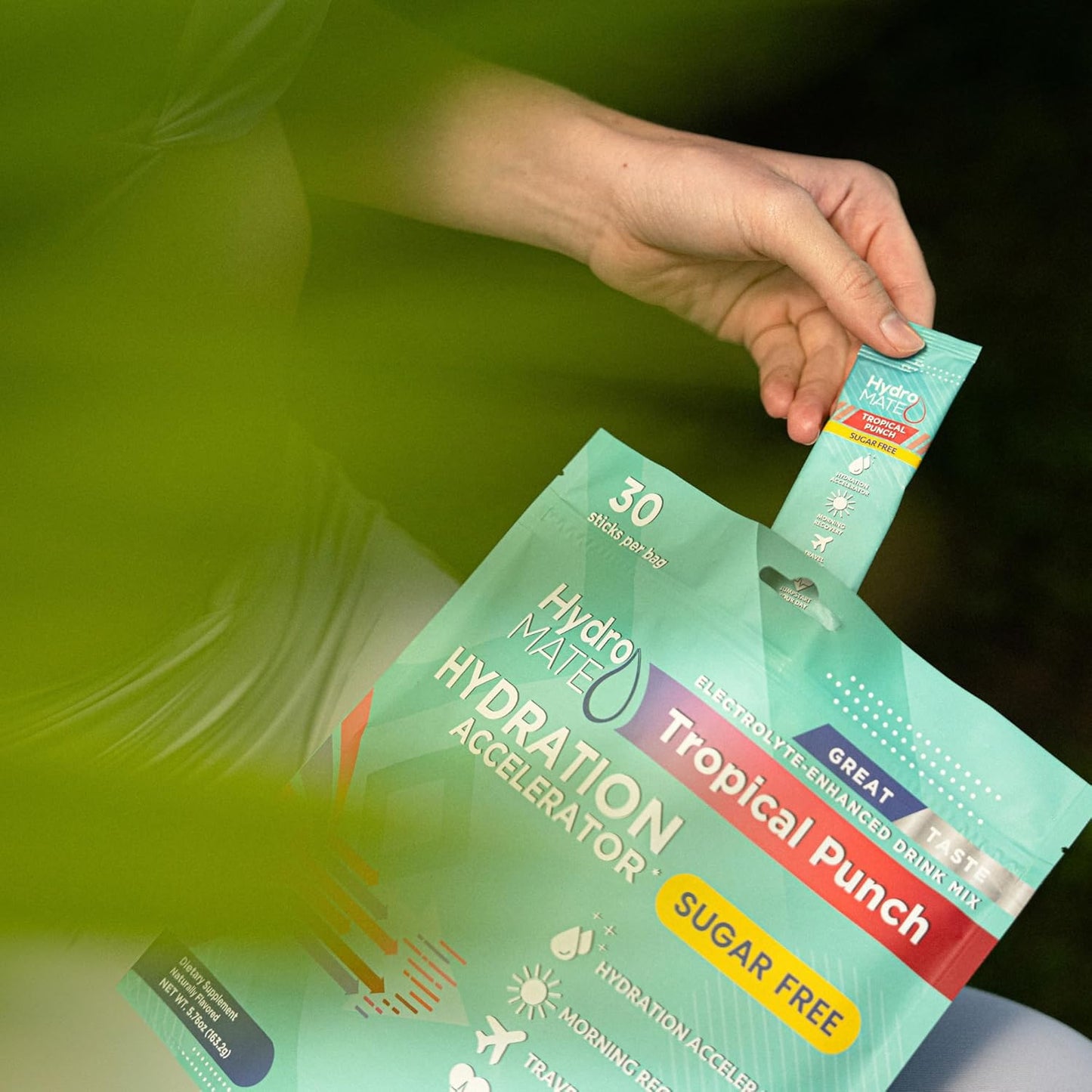 Electrolyte Powder Sugar-Free Hydration Packets Tropical Punch HydroMATE 16 Sticks