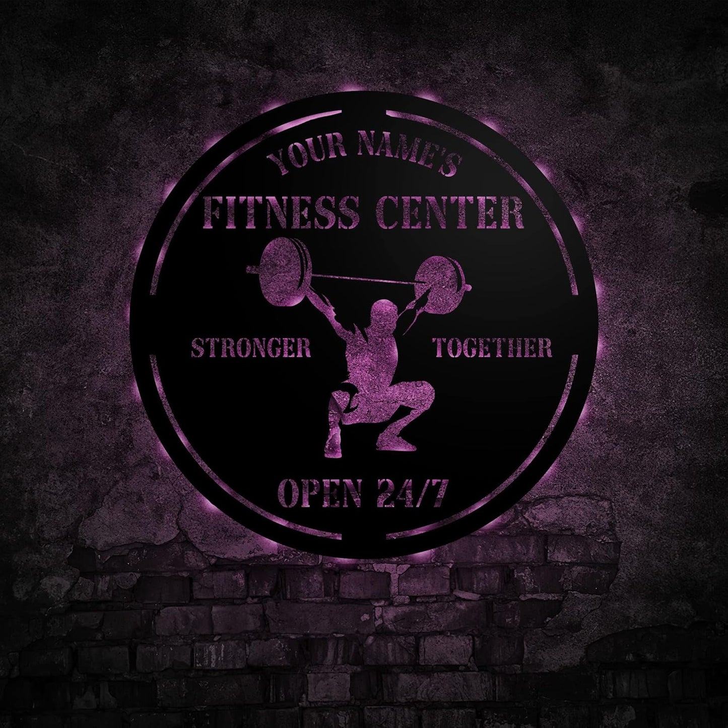 Personalized Home Gym LED Tin Metal Sign Multiple Sizes, Gym Sign Wall Decor, Exercise Workout Room Decor Fitness Center, Motivational Inspirational Hanging Wall Art Wall Plaque (04 w/lights)