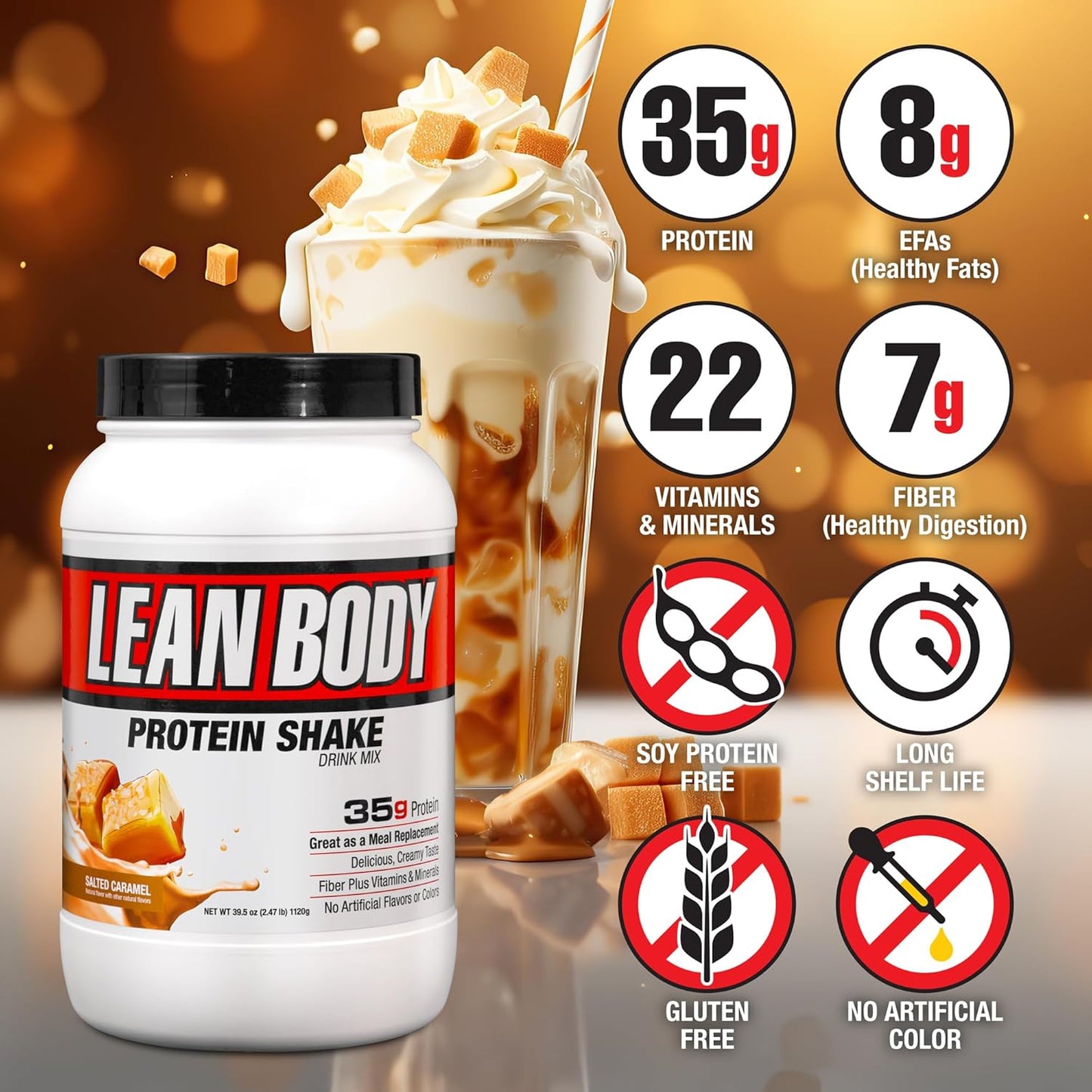 Labrada Nutrition - Lean Body 16 Serving MRP 2.47lb Bag, Salted Caramel (Salted Caramel) Packaging May Vary