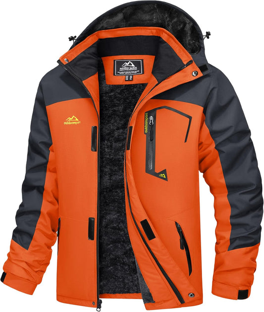 MAGCOMSEN Men's Winter Coats Water Resistant Ski Snow Jacket Warm Fleece Jacket Parka Raincoats With Multi-Pockets