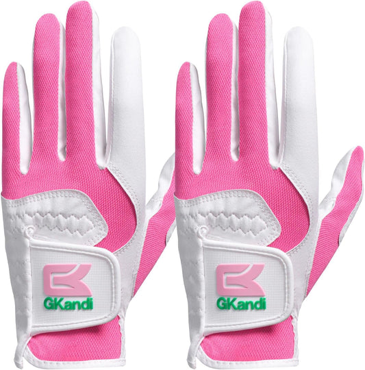 Golf Gloves Women Left Right Handed Golfer Rain Grip Hot Wet All Weather Value 2 Pack, Left Hand Right Pink Womens Golf Glove Breathable Flexible Mesh for Ladies