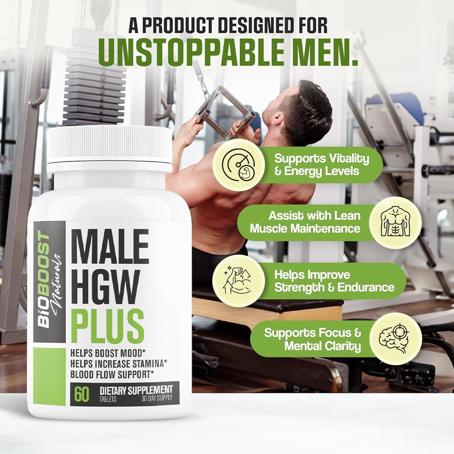 Male Horny Goat Weed PLUS 8 Ingredients - Performance Pills for Men w/ Fast Acting Blood Flow to Boost Energy, Gain Muscle, Assist Circulation | 9 Smart Ingredients | 3rd Party Tested - 60 Capsules