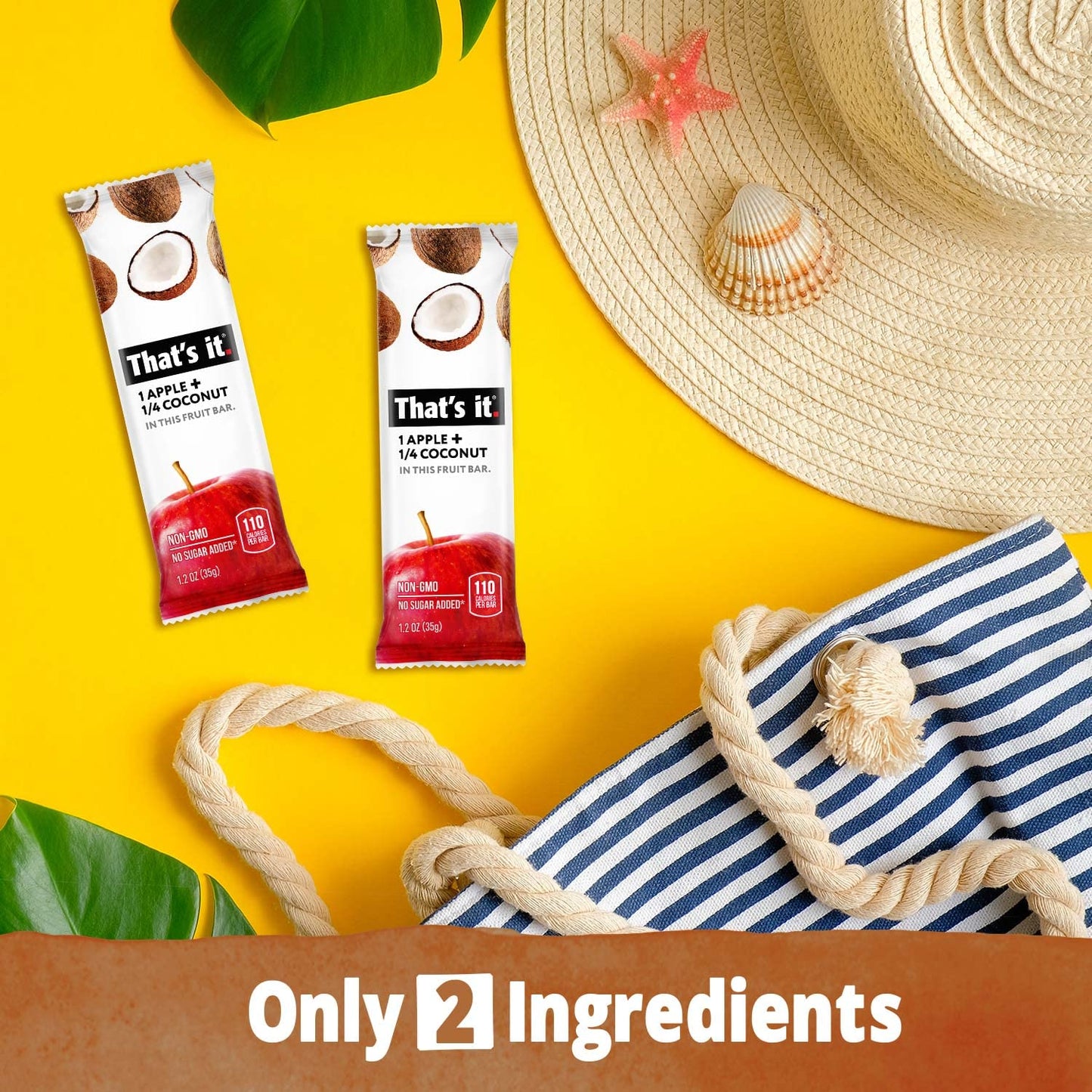That's it. Apple + Coconut 100% Natural Real Fruit Bar, Best High Fiber Vegan, Gluten Free Healthy Snack, Paleo for Children & Adults, Non GMO No Added Sugar, No Preservatives Energy Food (12 Pack)