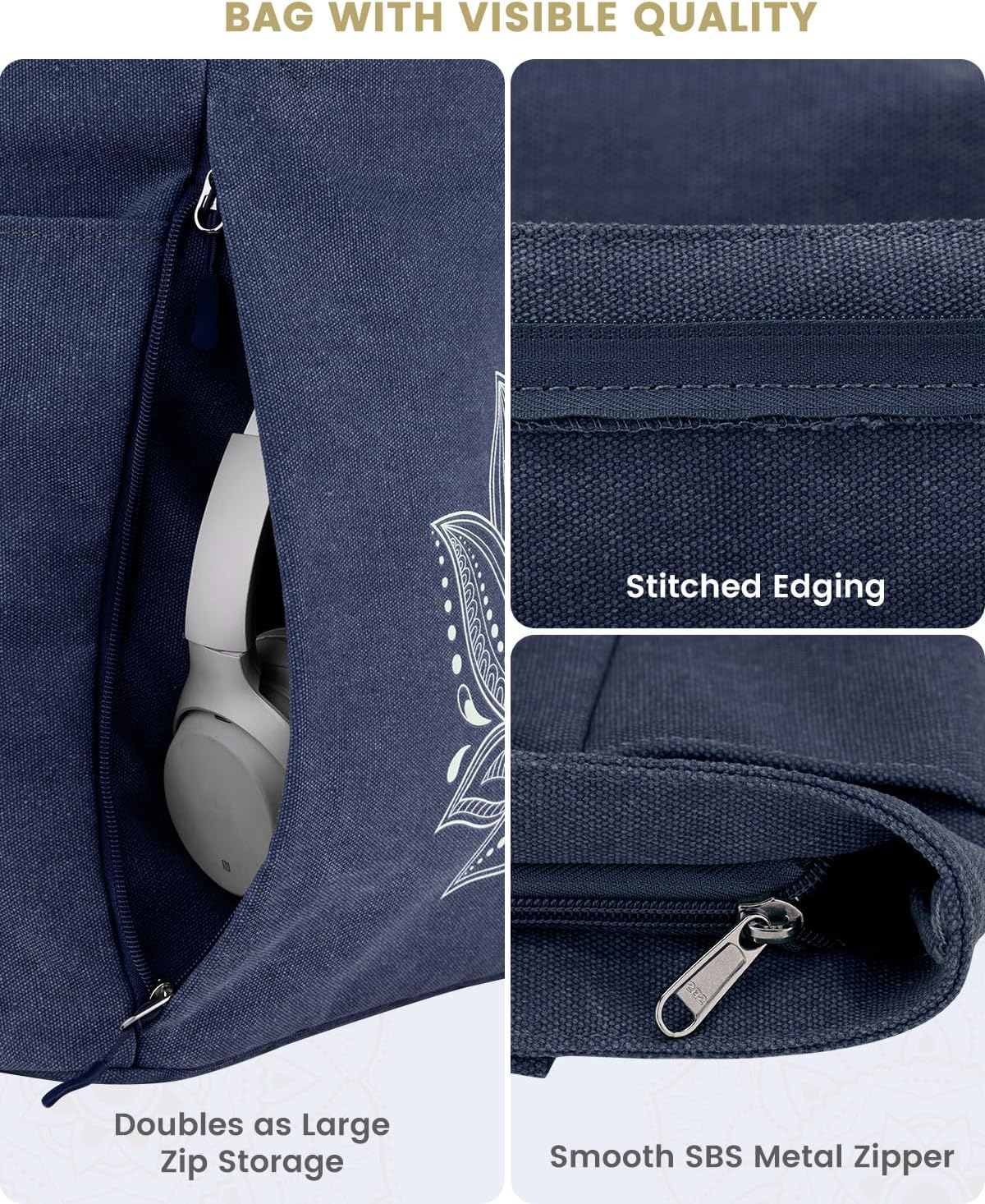 Gonex Yoga Mat Bag, Large Tote Bag with Multi Pockets for Women Men, Canvas Mat Carrier, Full Zipper Easy Access for Pilates Gym Travel