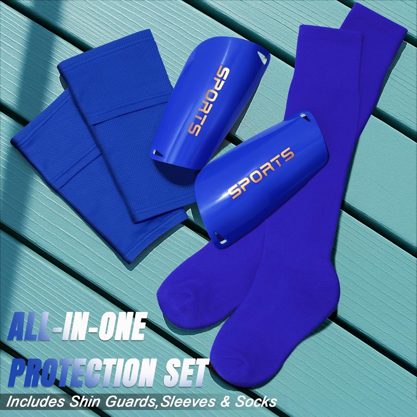 XZQTIVE Soccer Shin Guards with Shin Sleeves and Soccer Socks, Football Shin Pads Set for Kids Youth and Adult