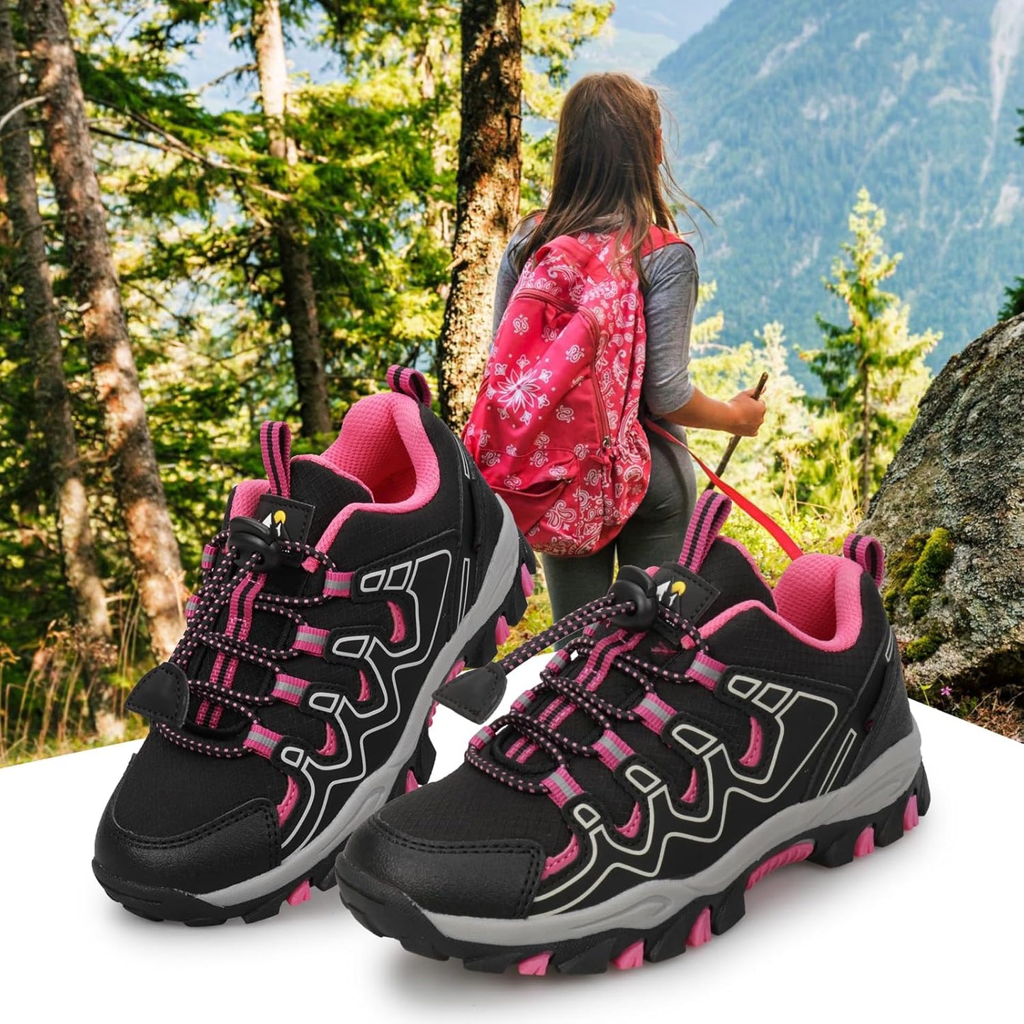 Kids Boys Running Shoes Waterproof Non-Slip Breathable Low-Top Outdoor Hiking Walking Sneakers (Little/Big Kids)