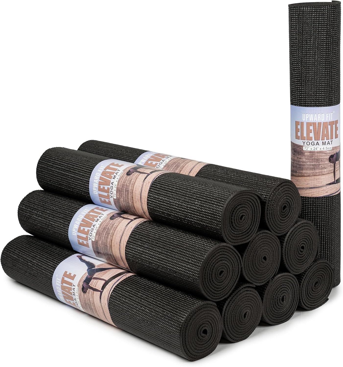 Elevate Yoga Mats, 10 Pack, 72" Long x 24" Wide, 4 mm Thick, Non-Slip and Easy to Clean Gym Mats for Schools and Studios