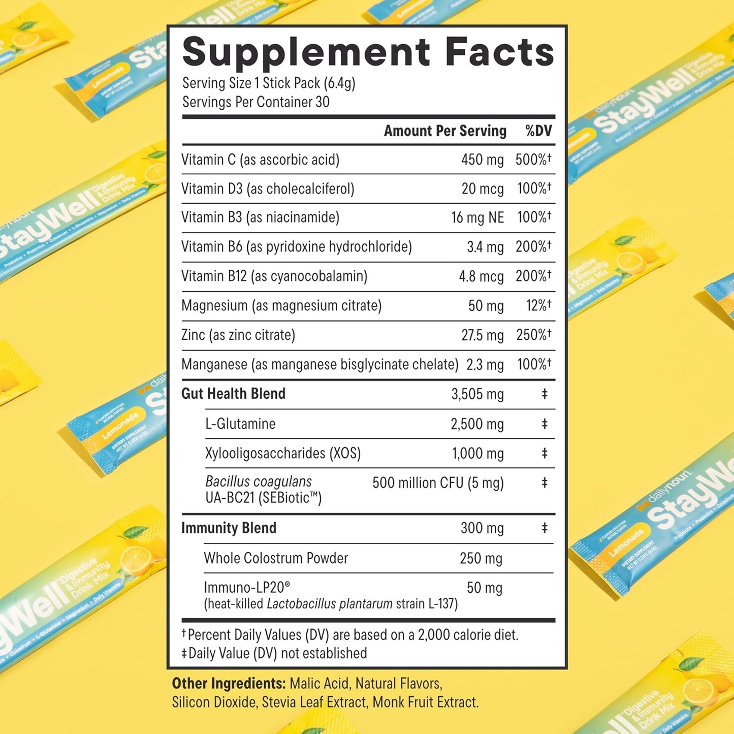 Nouri Daily StayWell Digestive & Immunity Drink Mix | Supports Gut Health, Digestion, Immunity & Energy | Probiotics, Prebiotics, Colostrum & Daily Vitamins | 30 Stick Packs