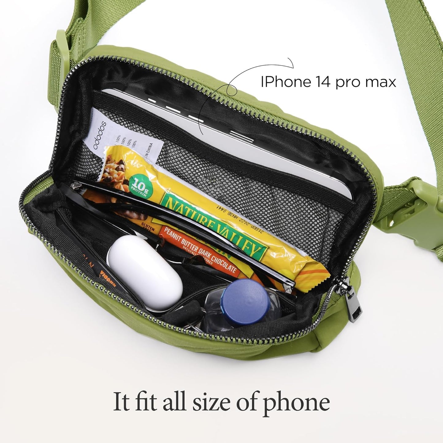 ODODOS Unisex Mini Belt Bag with Adjustable Strap Small Fanny Pack for Workout Running Traveling Hiking, Olive