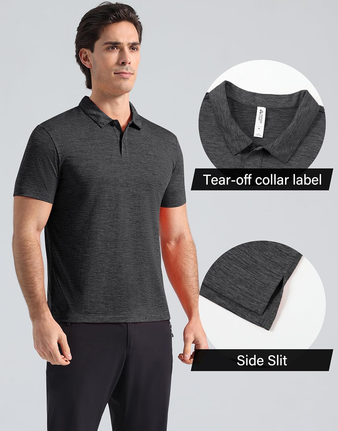 Pioneer Camp Men's Golf Shirt UPF 50+ Quick Dry Polo Shirts Short Sleeve Moisture Wicking Performance Tees Collar Work Shirts
