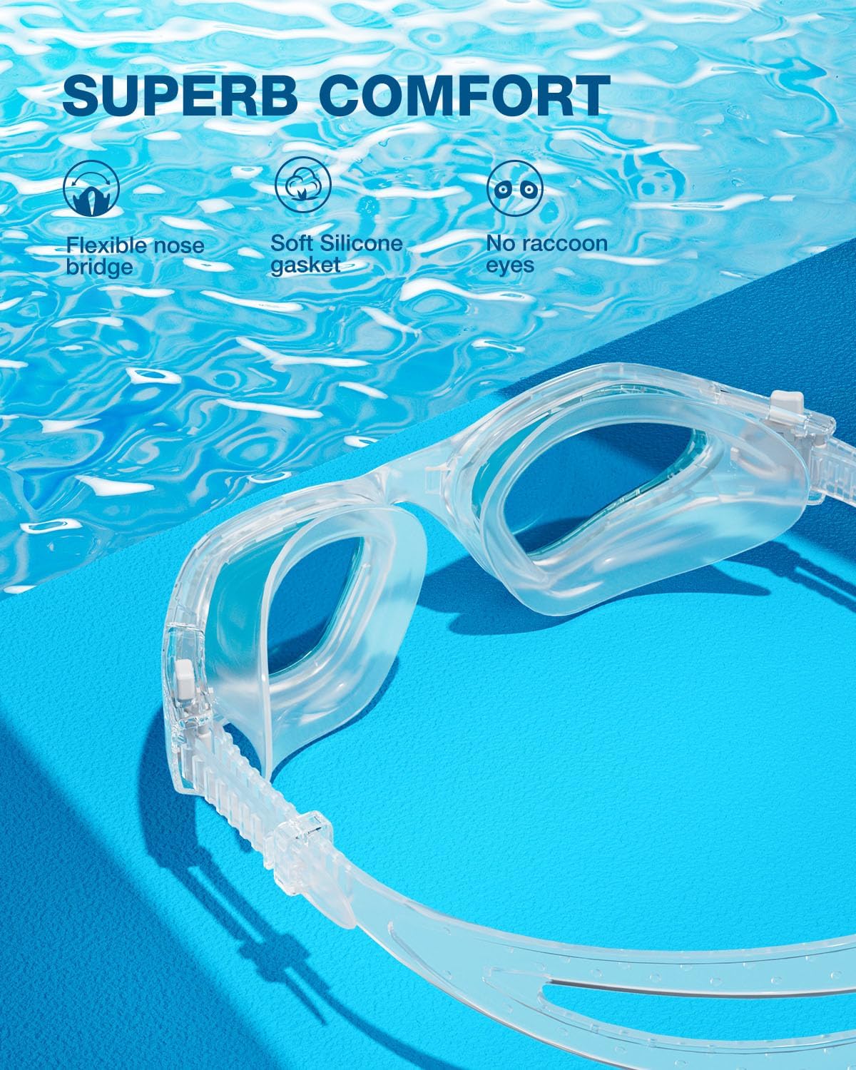 ZIONOR Swim Goggles, G1 SE Swimming Goggles Anti-fog for Adult Men Women