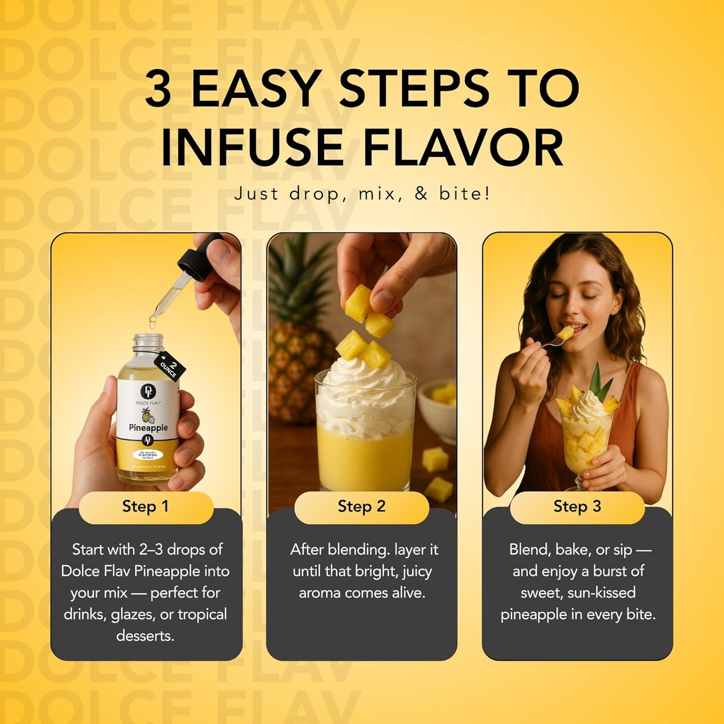 Dolce Flav Pineapple Extract – 8 Ounce Oil-Soluble Kosher Kosher, Sugar-Free, Concentrated Tropical Flavor for Candy, Chocolates & Desserts, Includes Measured Dropper