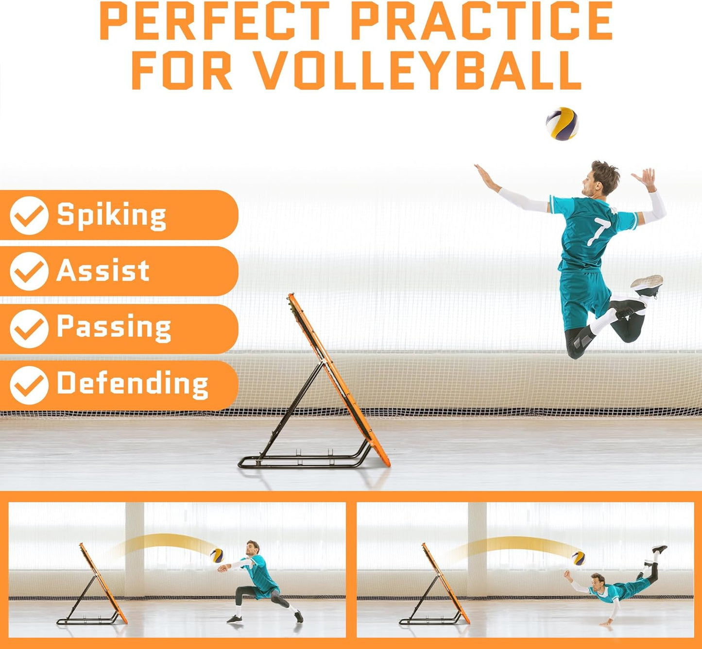 Volleyball Rebounder Net, Soccer Rebounder, Lacrosse Rebounder, Baseball Rebounder Net | Improve Pitching and Fielding Training, Spiking, Passing and Shooting Skills