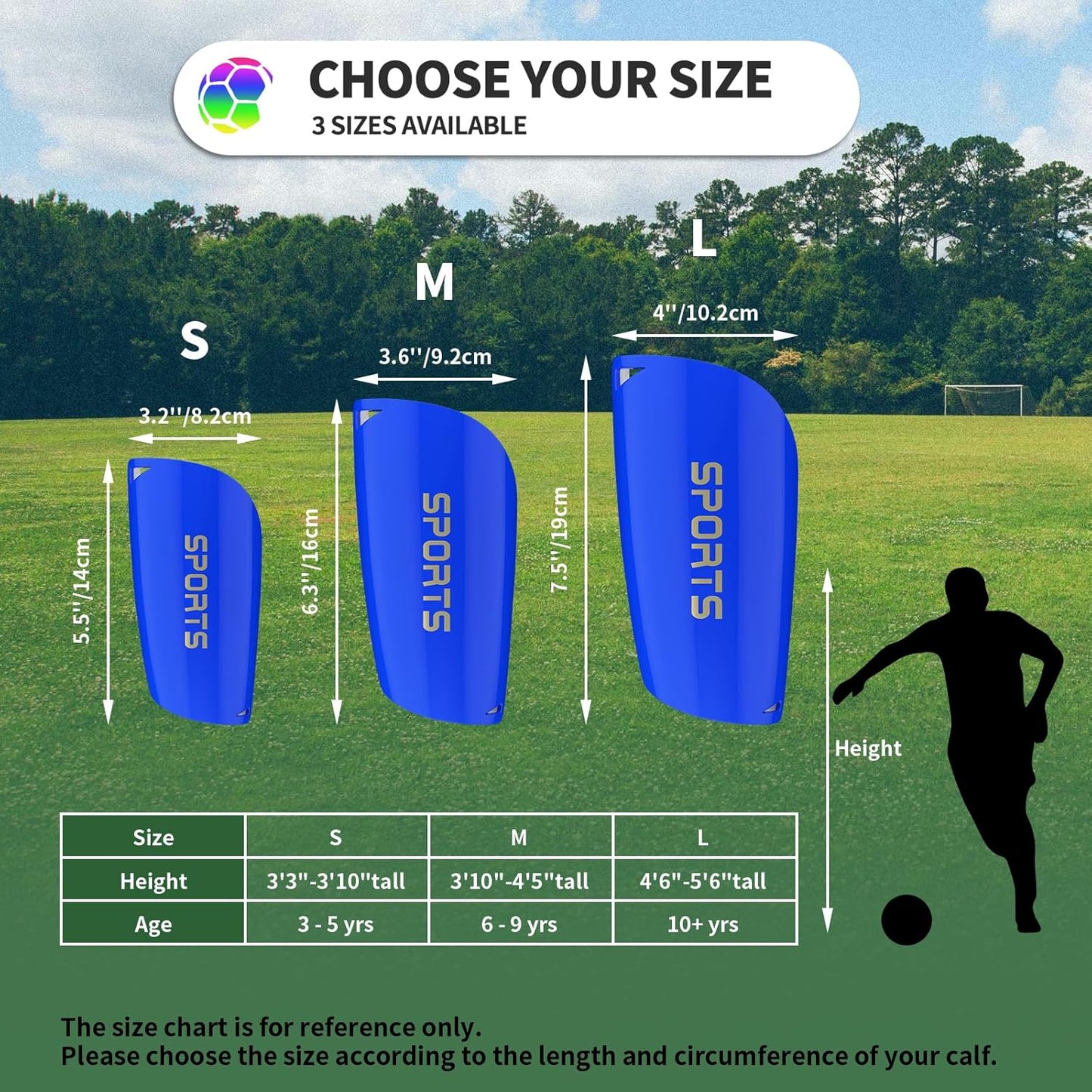 Kids Youth Soccer Shin Guards with Sleeves, Slip in Shinguards Soccer Shin Pads for 3-15 Years Old Boys Girls Child Teens