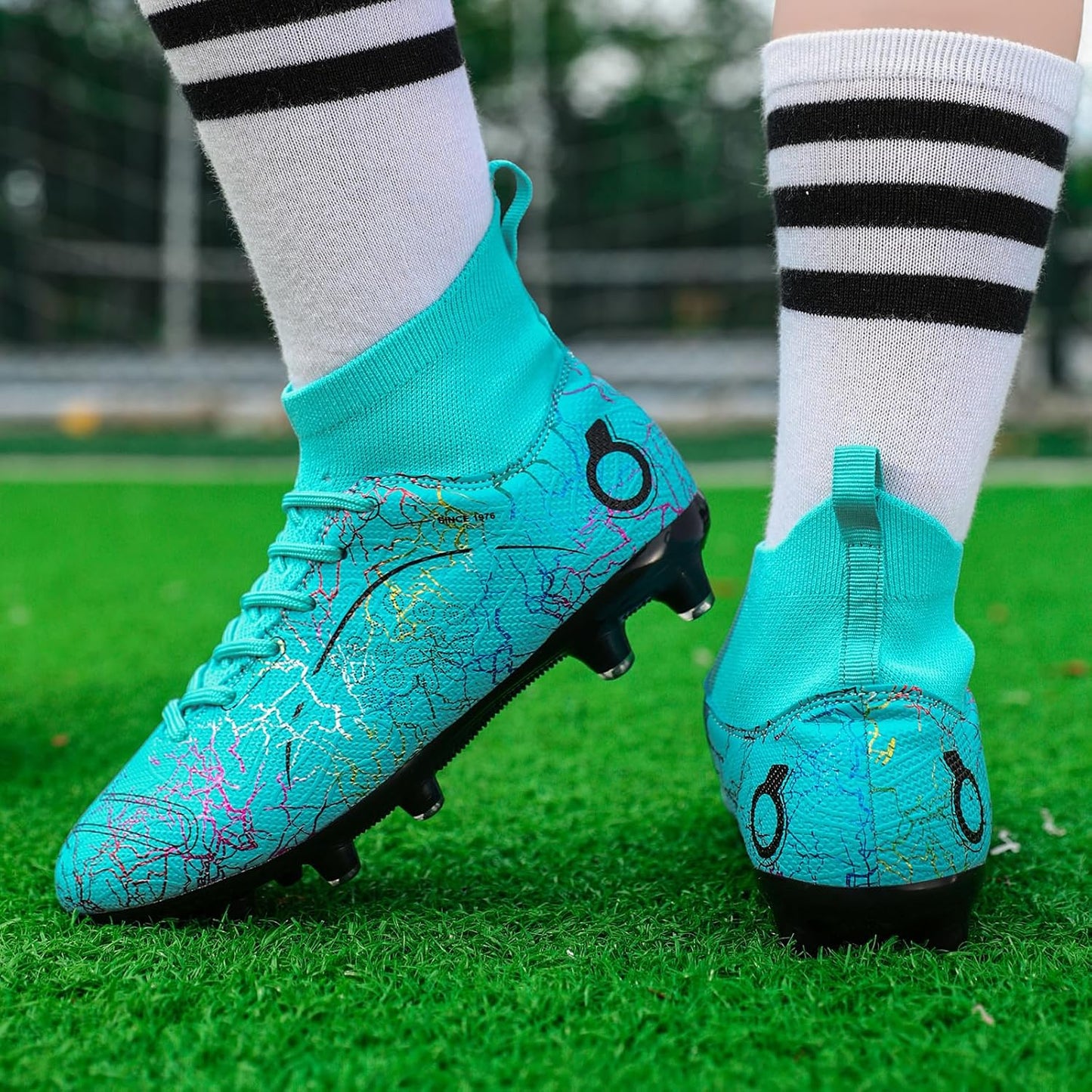 Boys' Soccer Shoes Kids Firm Ground Soccer Cleats Girls Athletic Sneakers Outdoor Turf Football Shoes for Little/Big Kid