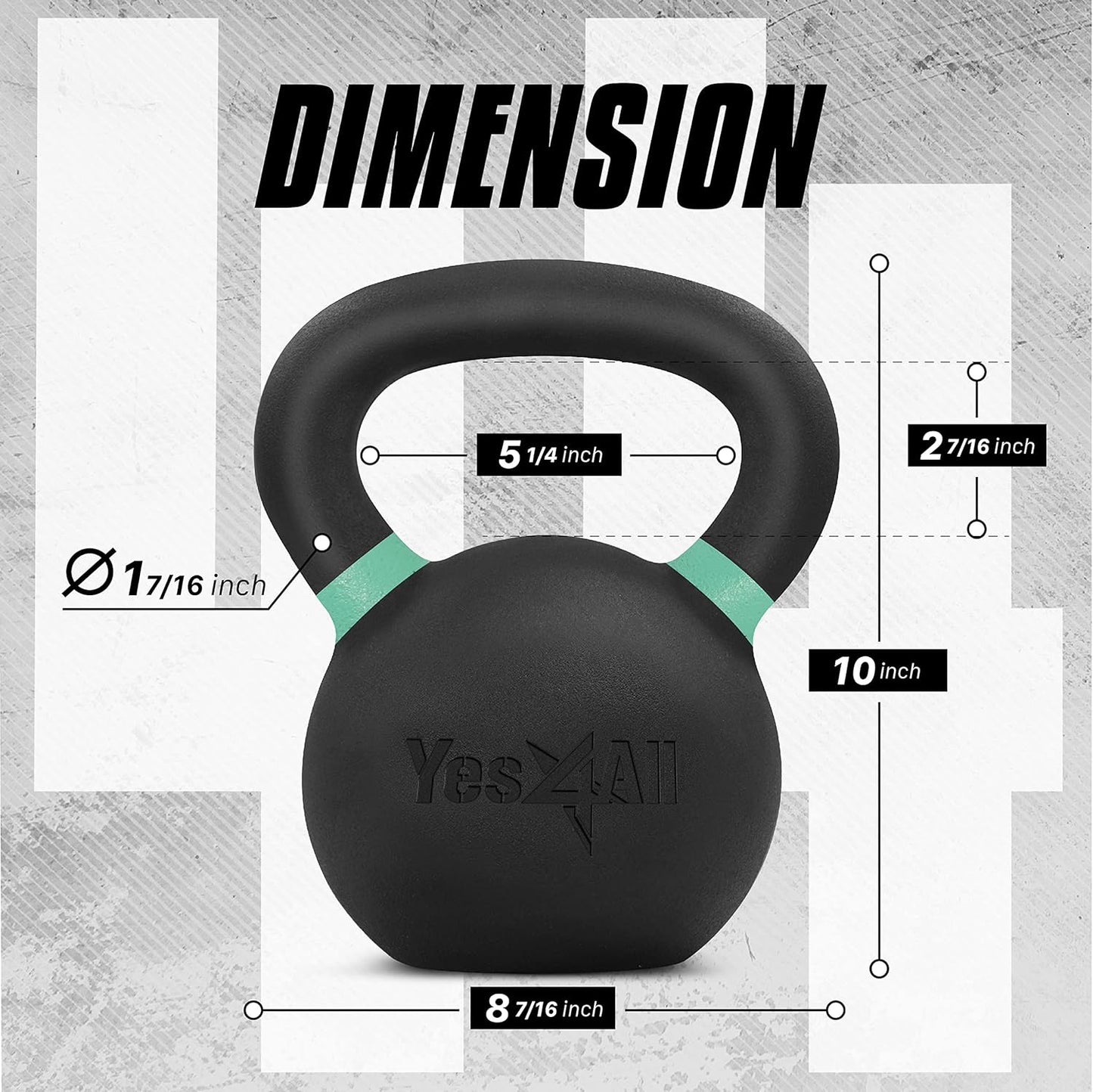 Yes4All Powder Coated Cast Iron Kettlebell Strength Training Kettlebells Weight Set for Full Body Workout, Home Gym