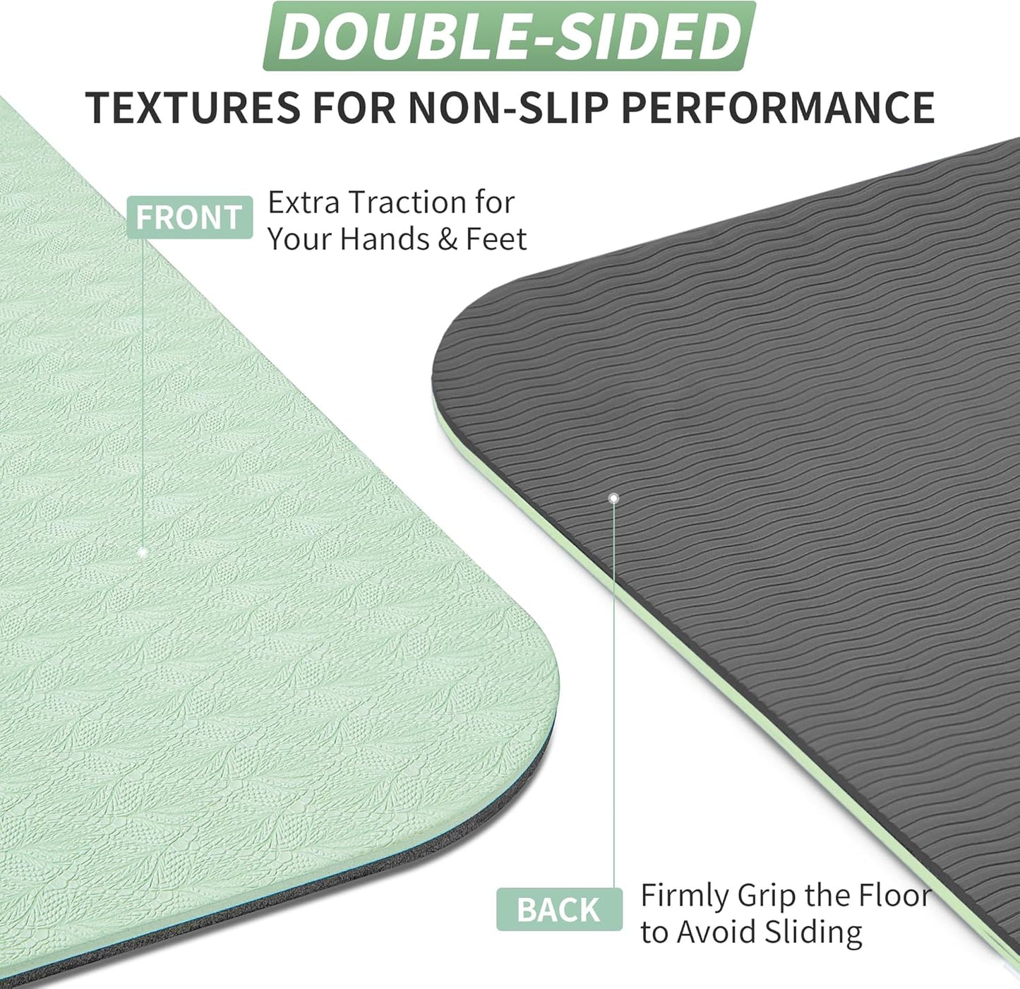 CAMBIVO Yoga Mat for Women Men Kids, 1/3 & 1/4 & 2/5 Inch Extra Thick Yoga Mat Non Slip, 72" x 24" TPE Yoga Mats, Workout Mat with Carrying Strap for Yoga, Pilates and Floor Exercises