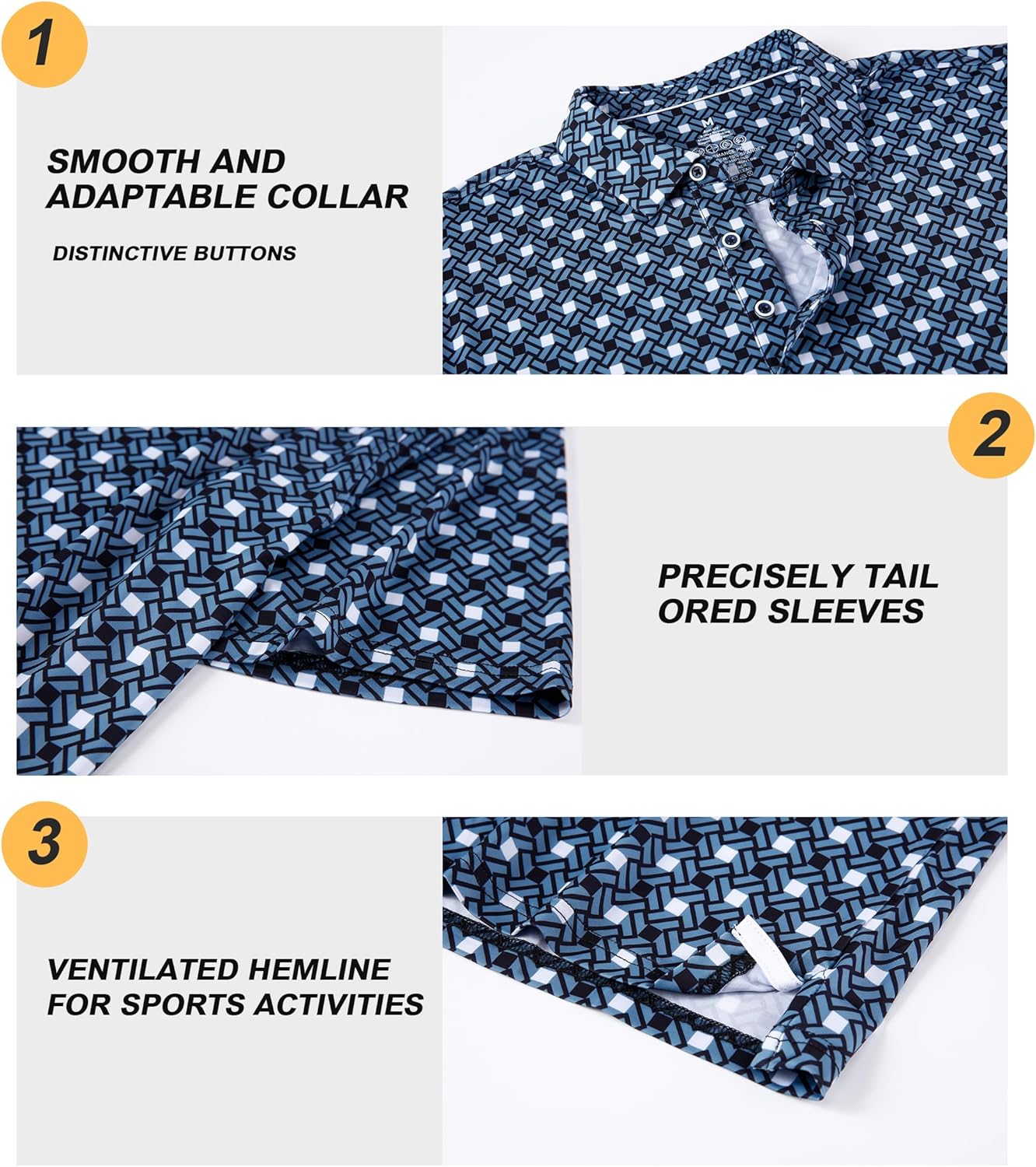 Damipow Premium Golf Shirts for Men Dry Fit Performance Polo Short Sleeve Collared Shirt