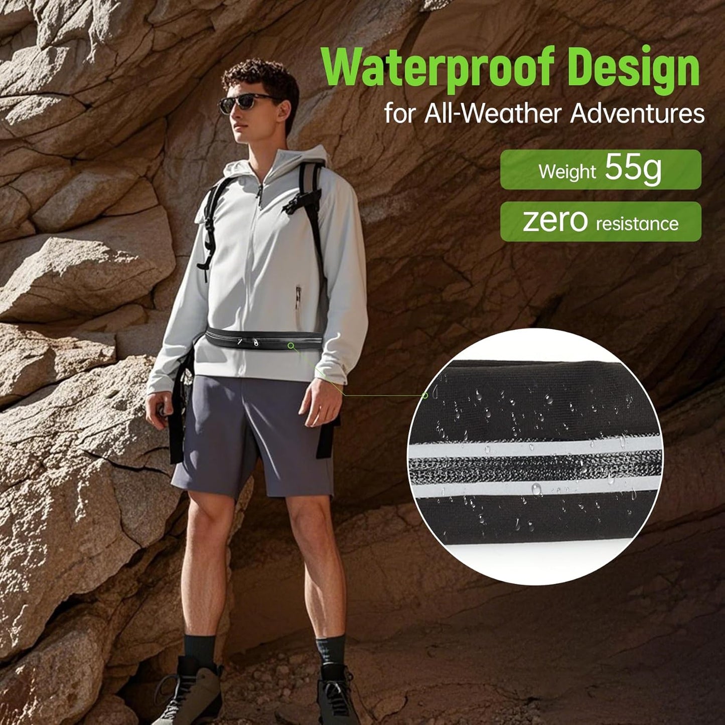 Slim Running Belts for Women Men - Running Phone Holder Fanny Pack for Key, Accessories Fits ALL Cell Phones, Black