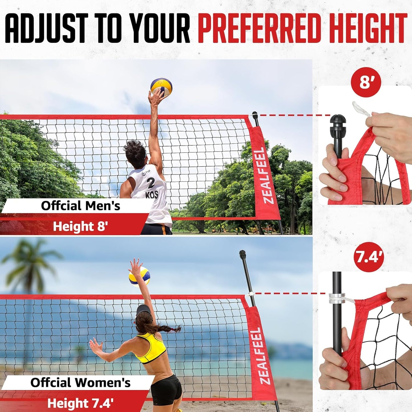 Volleyball Net, 12ft/20ft Training Set Height Adjustable, Portable Freestanding Practice for Hitting or Serving Drills, Pop up With Carry Bag for Backyard or Outdoor
