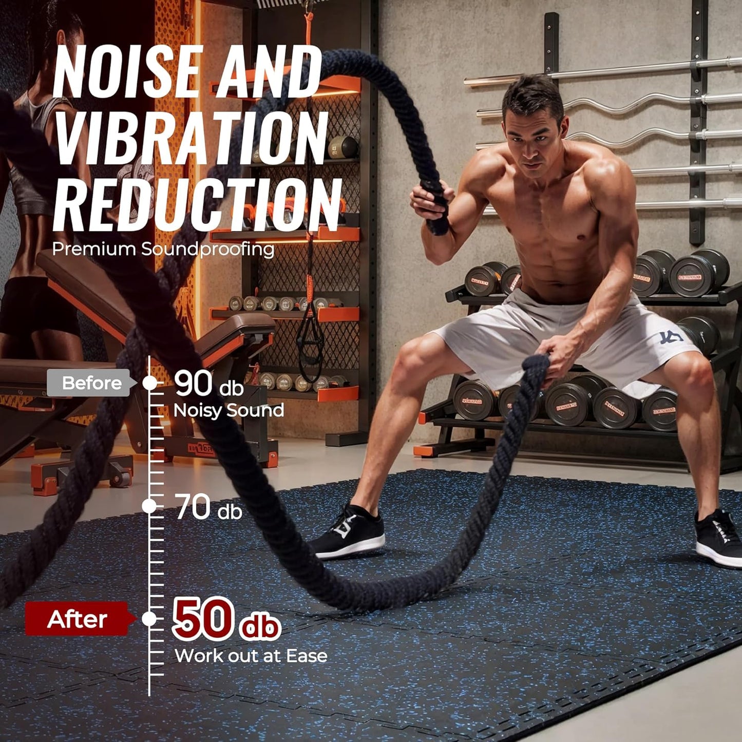 SUPERJARE 0.79 Inch Gym Flooring for Home Gym, Exercise Equipment Mats with Rubber Top, Interlocking Rubber Floor Tiles for Home Gym and Fitness Room, Protective Flooring Mat