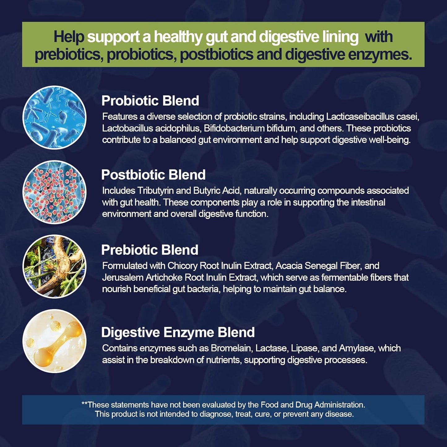 Probiotic Prebiotic, Postbiotic & Digestive Enzymes for Digestive Health, 80 Billion CFU Probiotics Complete Gut Support with Berberine, Cinnamon, L-Glutamine, for Men & Women, 120 Capsules