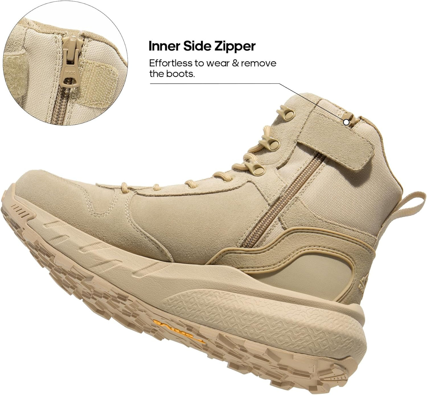 NORTIV 8 Men's Military Tactical Boot Lightweight Comfortable Boots for Work All Day Side Zipper Motorcycle Combat Hiking Boots Metrostrike(8-9 Inches)