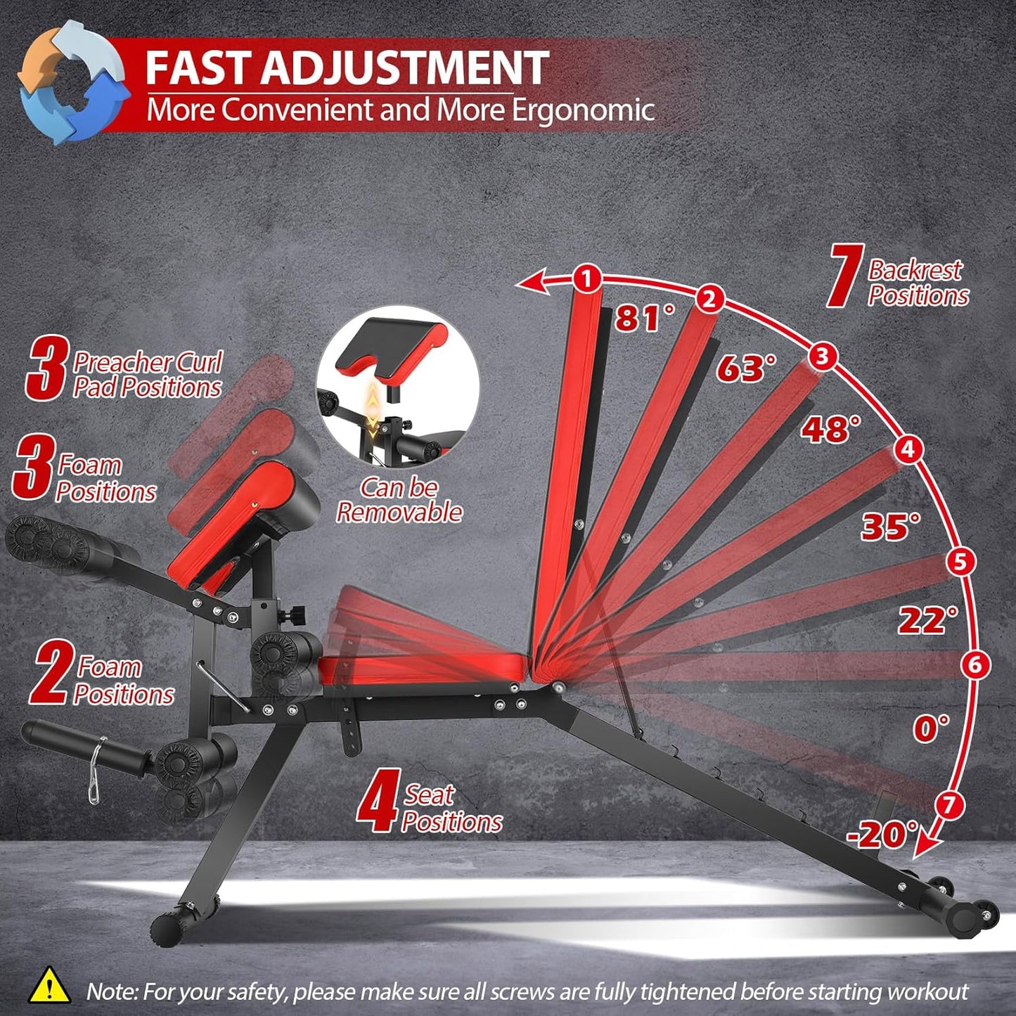 OPPSDECOR Adjustable Weight Bench with Leg Extension, Leg Curl - 800 LBS Heavy Duty Workout Bench for Home Gym - Preacher Curl, Flat, Incline, Decline Sit Up - Full Body Workout