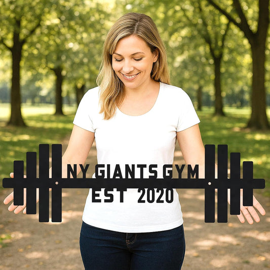 Gym Metal Sign Custom Name Workout Room Decor, Motivational Fitness Powerlifting Wall Art, Home Garage Center Personalized Gift for Women, Men, Dad, Papa, Grandpa, Mother, Sister, Girls, Steel