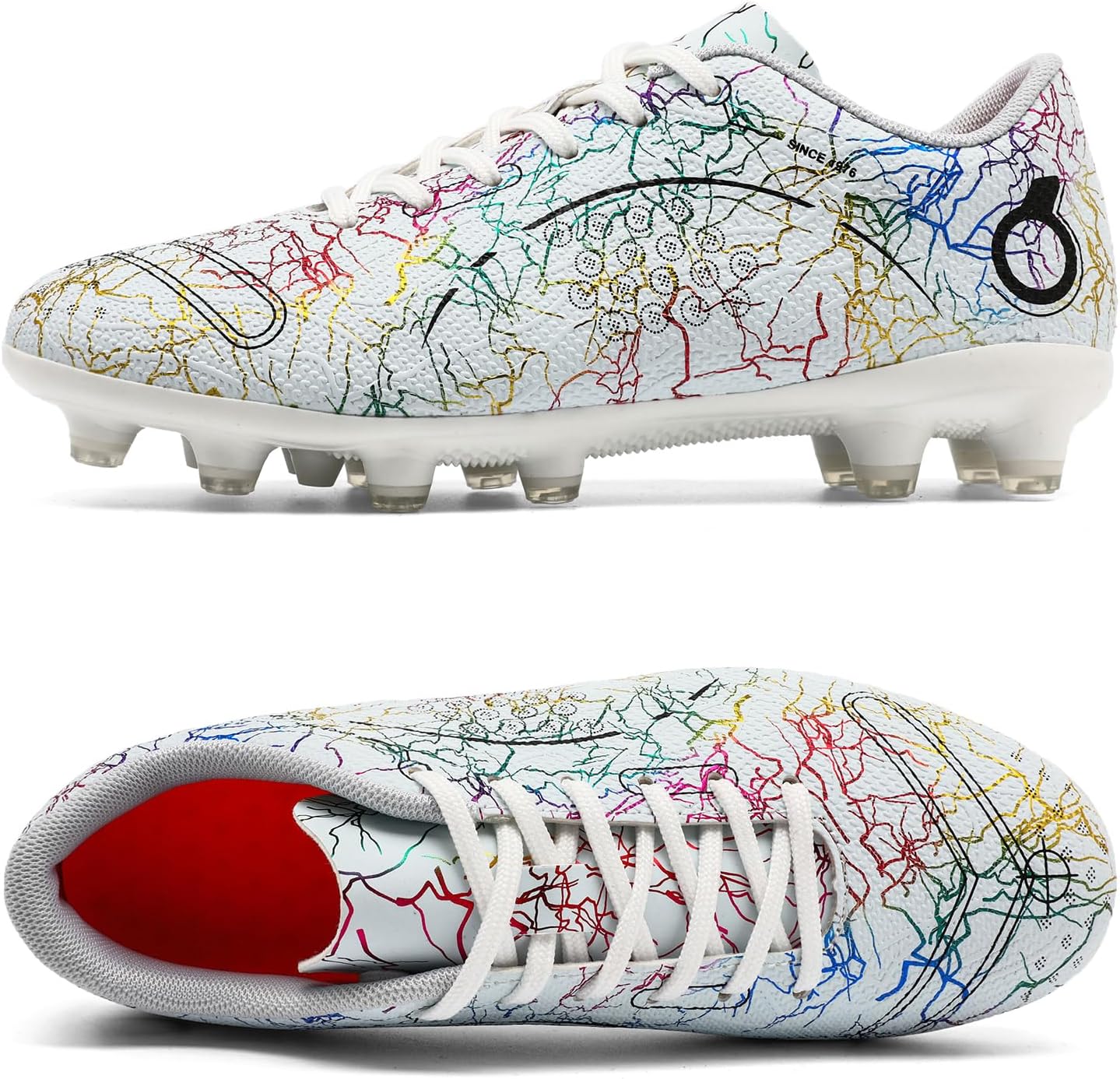 Boys' Soccer Shoes Kids Firm Ground Soccer Cleats Girls Athletic Sneakers Outdoor Turf Football Shoes for Little/Big Kid