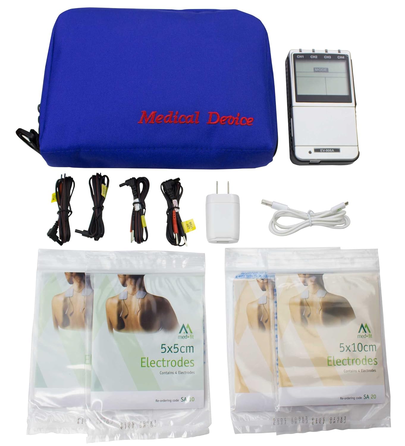 906A Premier 4 Channel Rechargeable - TENS EMS Combo Muscle Stimulator for Pain Relief and Muscle Strengthening