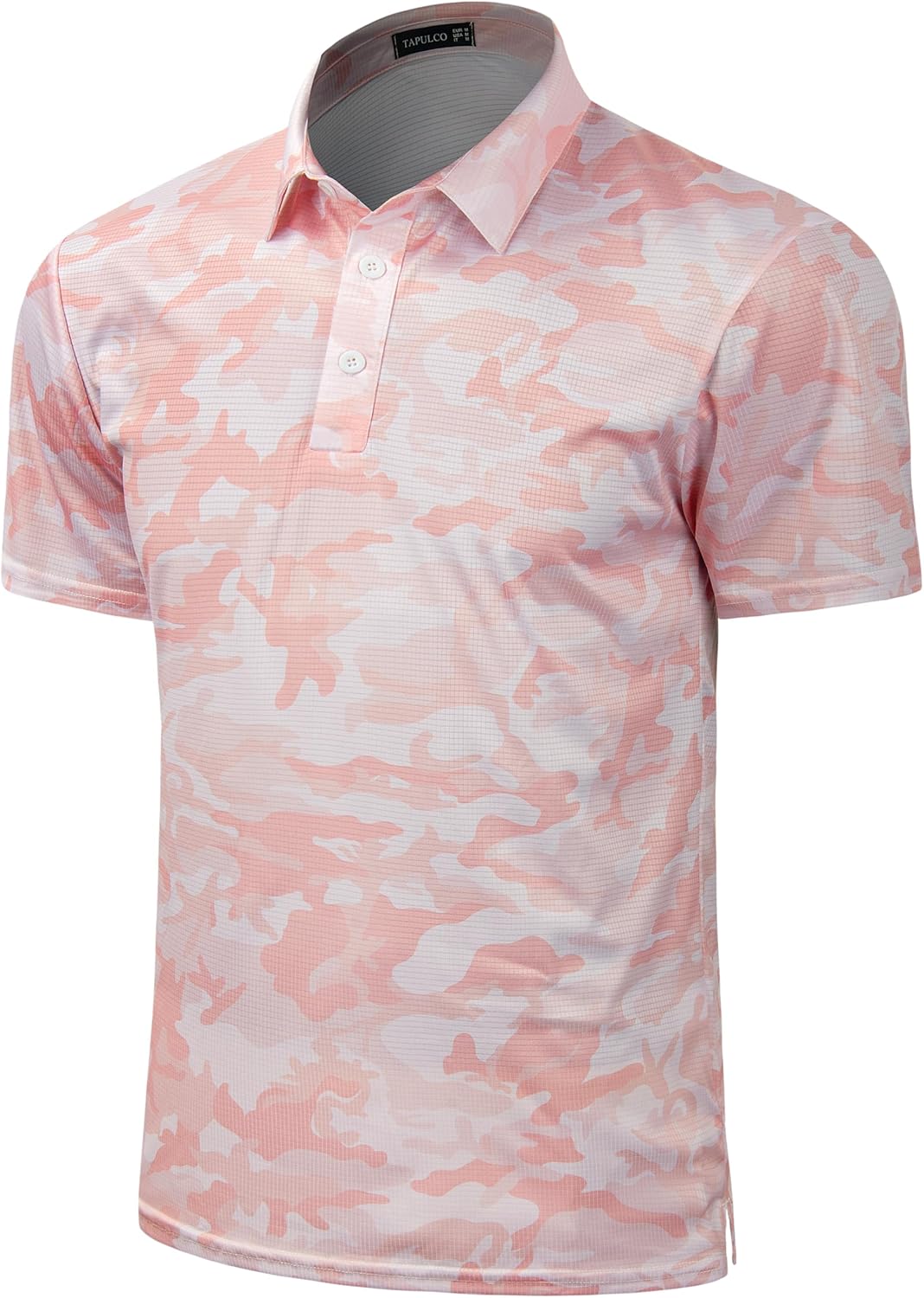 TAPULCO Mens Quick Dry Polo Shirts Camouflage Pattern Performance Athletic Lightweight Breathable Casual Golf Tshirts