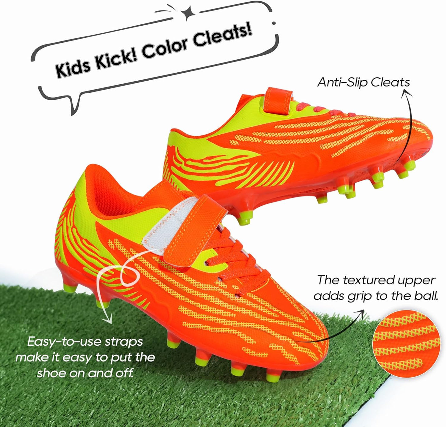 brooman Kids Firm Ground Soccer Cleats Boys Girls Athletic Football Shoes