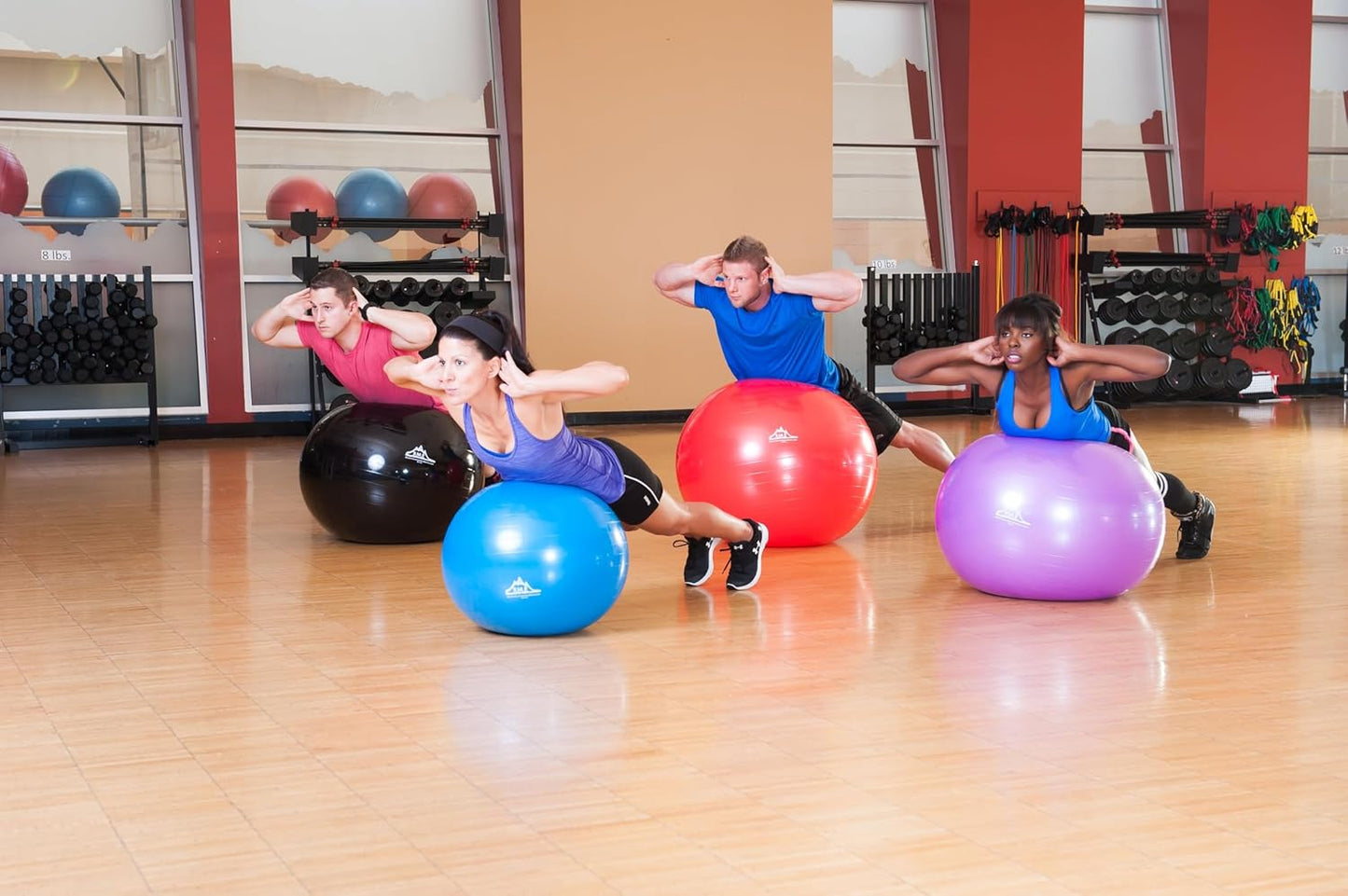 Black Mountain Products Exercise Stability Yoga Ball, Foot Pump, Ball Plug, Plug Puller, 2000 Lbs Static Weight Capacity Antiburst