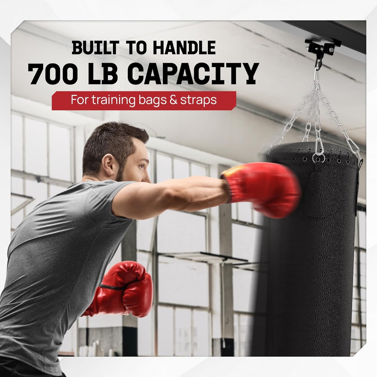 Yes4All Punching Bag Hanger, Stainless Steel Swivel Chain with 4 Snap Hooks for Heavy Bag, Gym Swing, Trapeze, and Hammock