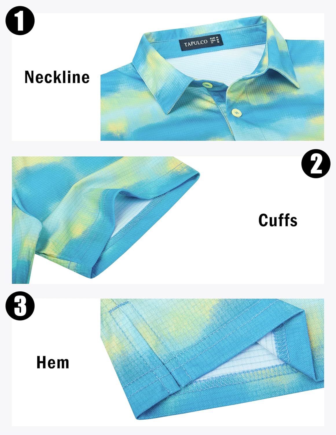 TAPULCO Mens Quick Dry Polo Shirts Camouflage Pattern Performance Athletic Lightweight Breathable Casual Golf Tshirts