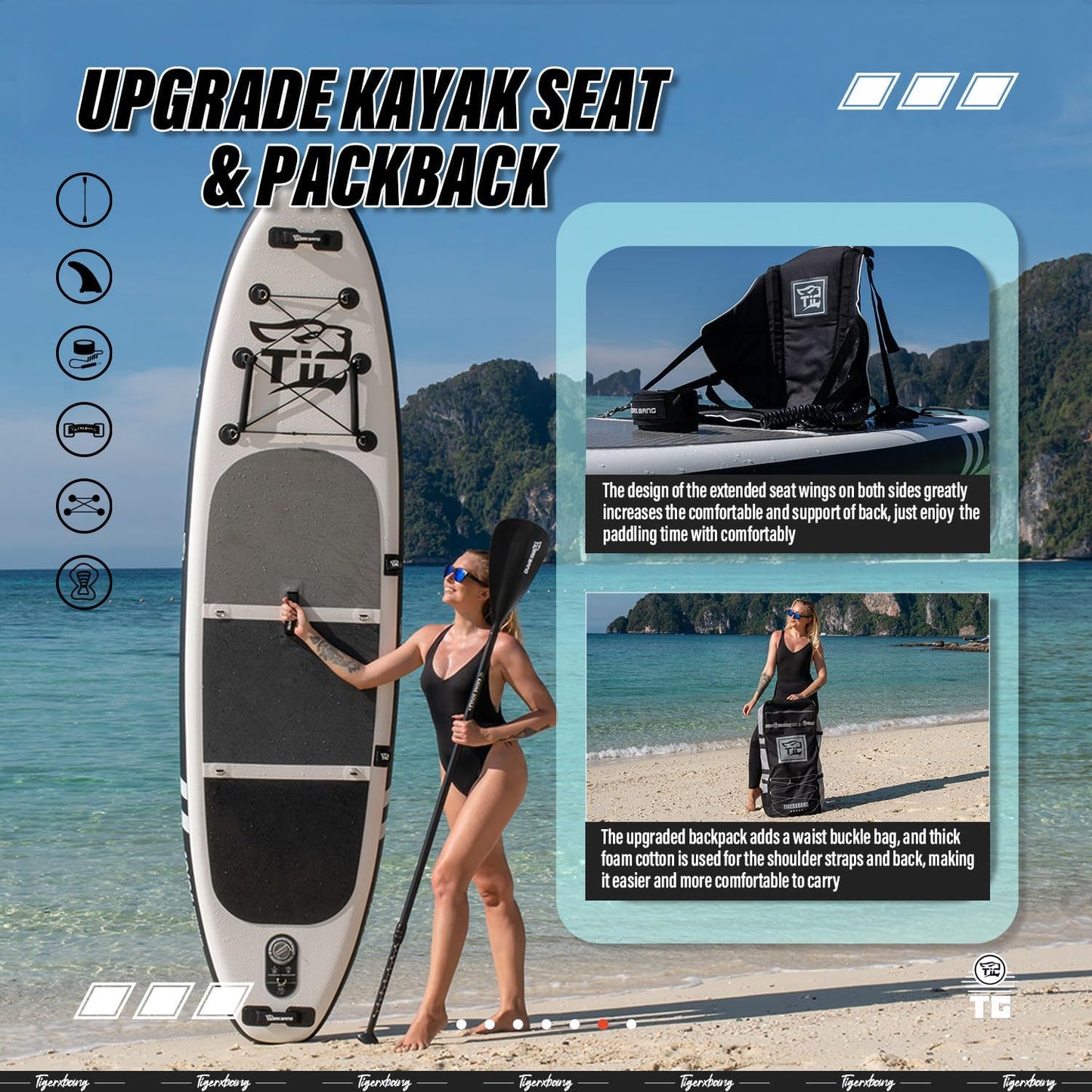 Inflatable Paddle Board with Premium SUP Board Accessories, Allround Paddle Boards for Adults/Kids,Stand Up Paddle Board Defender Collection
