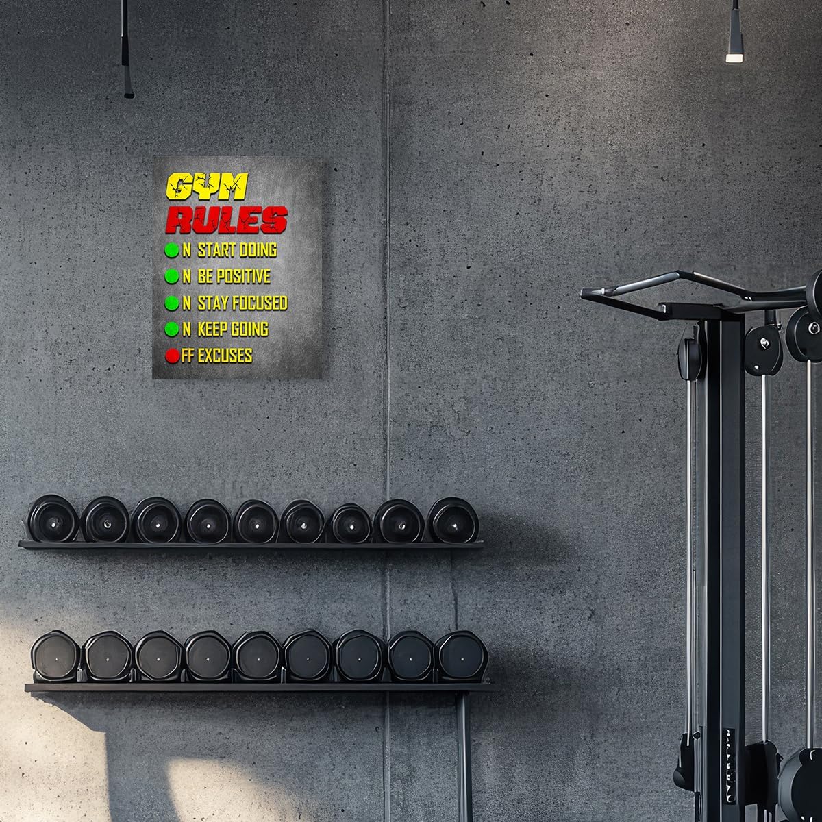 Gym Quotes Wall Art,Inspirational Workout Wall Decor,Gym Rules Canvas Wall Art for Exercise Fitness Room