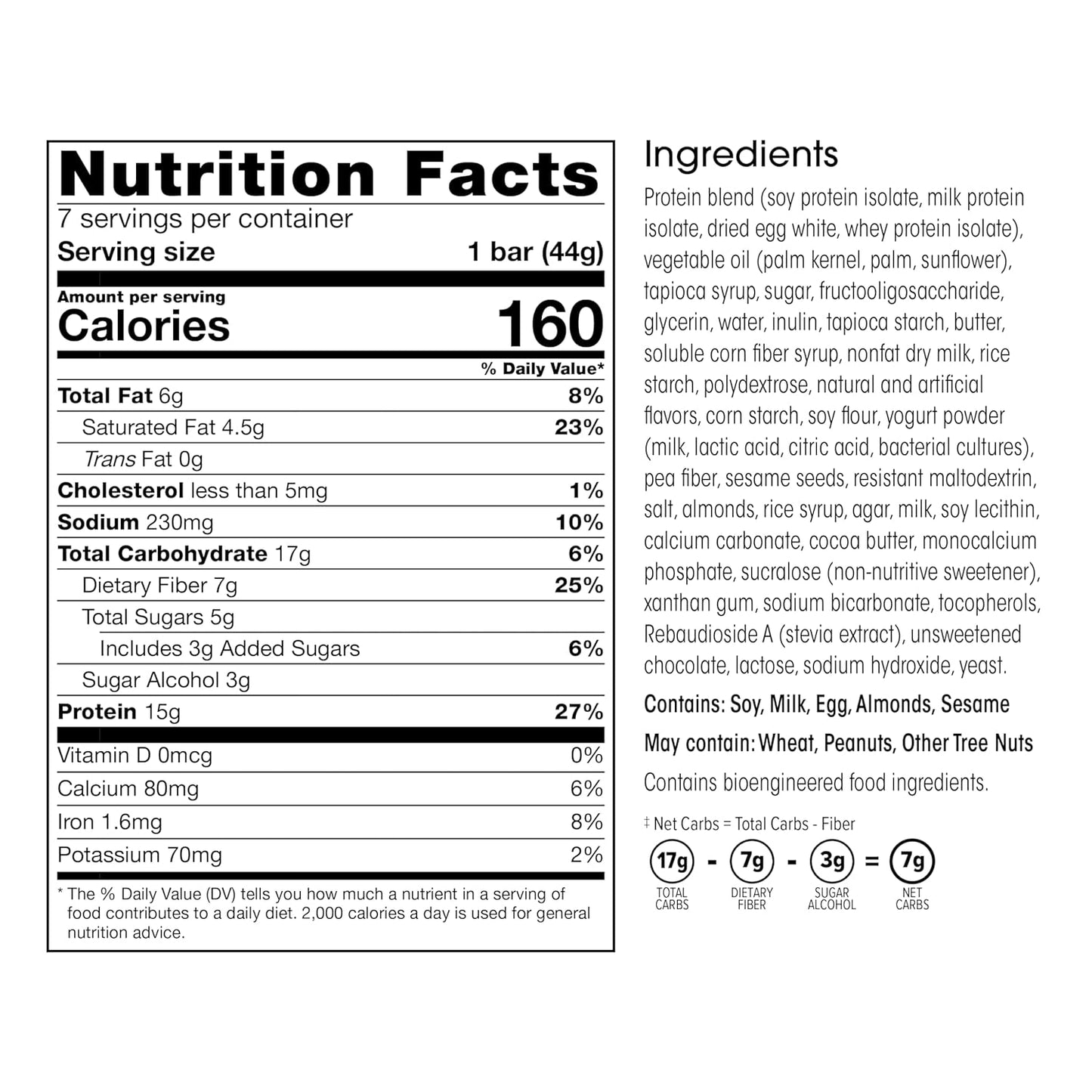 Wonderslim High Fiber Protein Bars, Salted Toffee Pretzel | 15g Protein, 7g Fiber | Low Sugar, Low Carb | Healthy Indulgence | Satisfying, Supports Energy & On-the-Go Convenience, 7 Pack