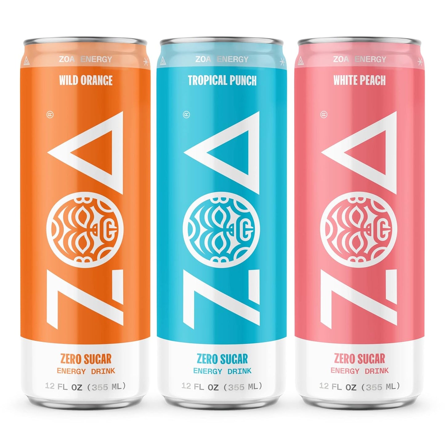 ZOA Zero Sugar Energy Drinks, Tropical Taste Pack - Sugar Free with Electrolytes, Healthy Vitamin C, Amino Acids, Essential B-Vitamins, and Caffeine from Green Tea - 12 Fl Oz (Pack Of 36)