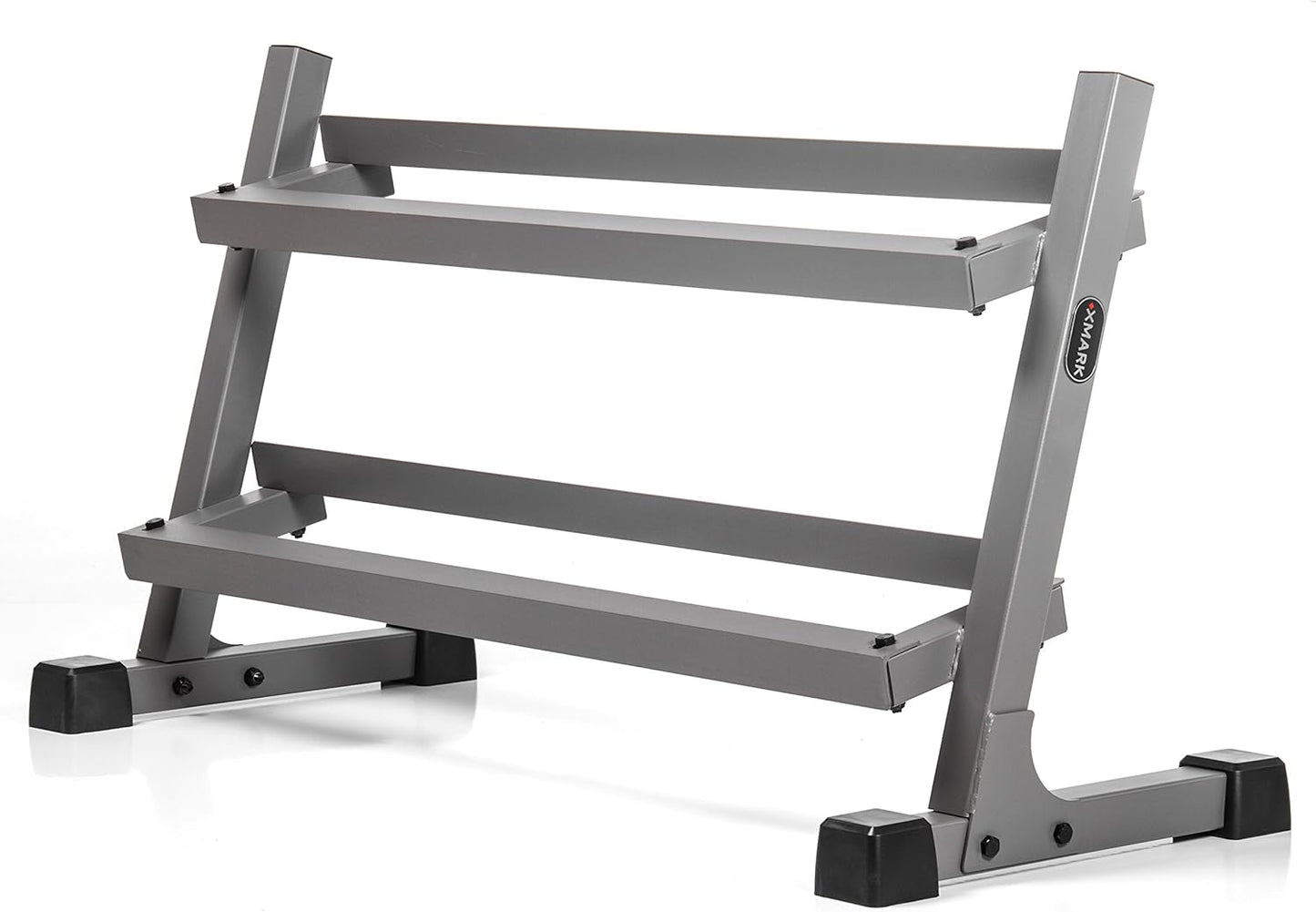 XMARK Dumbbell Set with Rack, Weights Dumbbells, Multiple Free Weights and Horizontal Storage for Home Gym Strength Training, Storage Rack Color Options