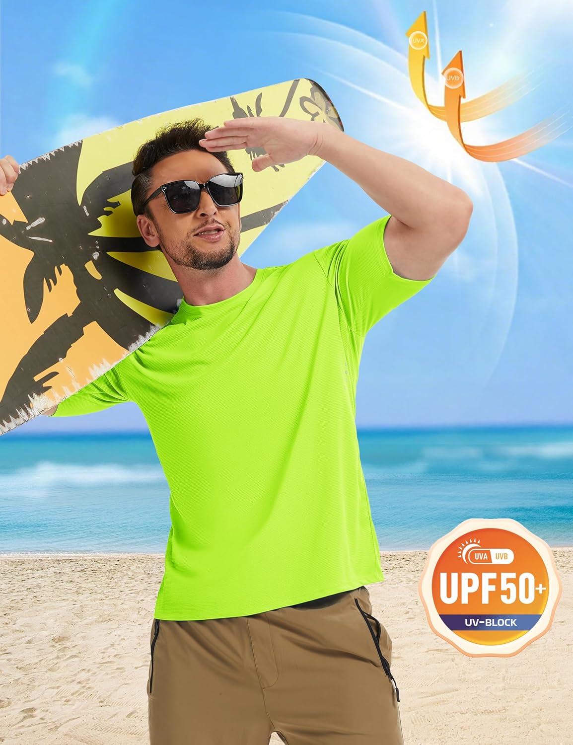 MAGCOMSEN Mens Rash Guard Short Sleeve UPF 50+ Sun UV Quick Dry Shirts Workout Swim Running Athletic T-Shirt