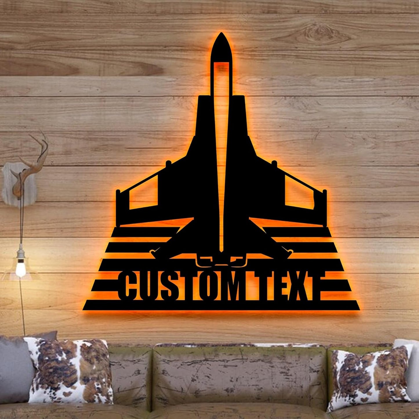 Personalized Fighter Aircraft Metal Wall Art LED Light, Custom Aviation Signs With LED Lights, Fighter Pilot Gift, Outdoor Decor, Wall Hanging, Home Decor, Birthday Xmas Gift