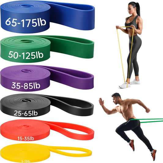 Resistance Bands for Working Out, 6 Packs Exercise Bands, Workout Bands, Pull Up Assistance Bands for Body Stretching Training Physical Therapy Muscle Training for Men & Women